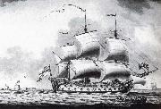 Francis Swaine A drawing of a British two-decker off Calshot Castle oil painting picture wholesale